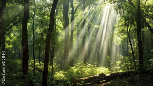 Sunbeams Streaming through the Forest © Sanja