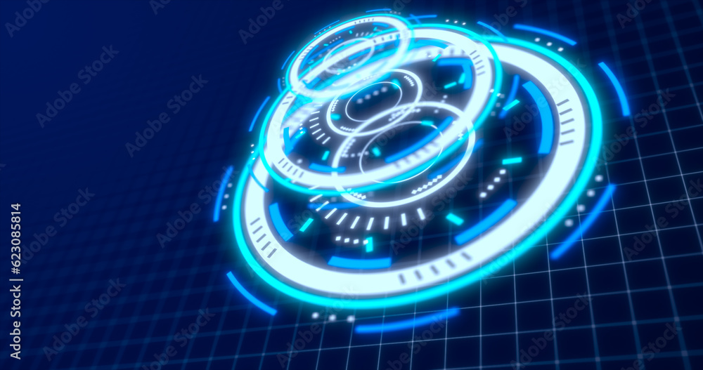 Abstract round blue ring of lines HUD elements circles energy futuristic scientific hi-tech digital abstract HUD background Abstract round blue ring of lines HUD elements circles energy futuristic scientific hi-tech digital abstract HUD background