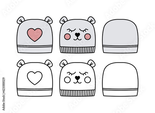 Baby hats Collection Newborn bonnet Kids Accessories Beanie hat with Bear face and ears