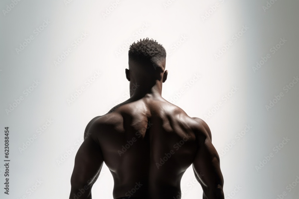Fototapeta premium black muscle man infront of a white wall