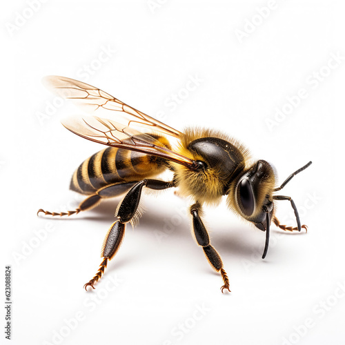Isolated mason bee on white background, Generative AI