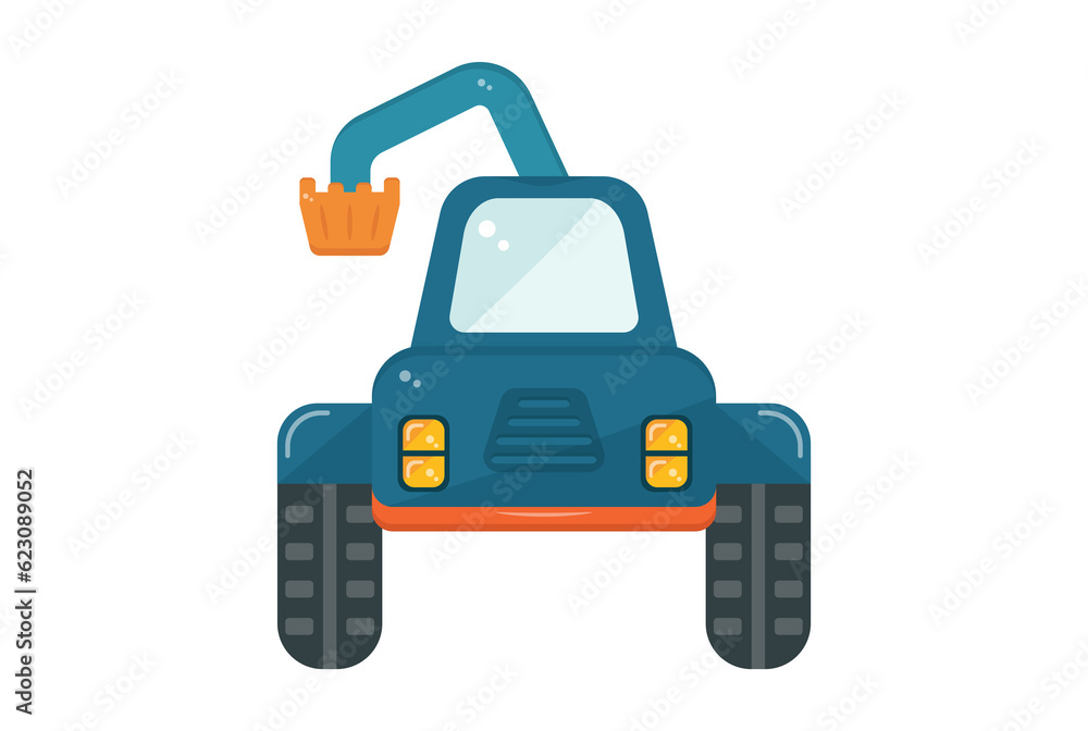tractor with bucket illustration colored icon detailed transportation symbol vehicle shape sign artwork