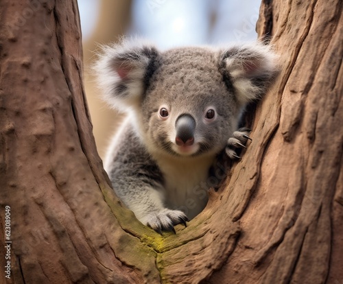 Adorable Koala Perched in a Tree. Generative AI © Umar