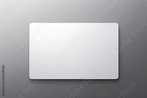 White gift card credit card mockup stacking on grey table background.
