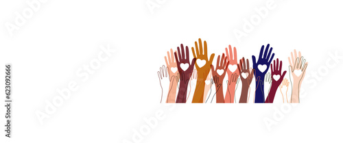 Human hands. Diverse group of people. People equity help.