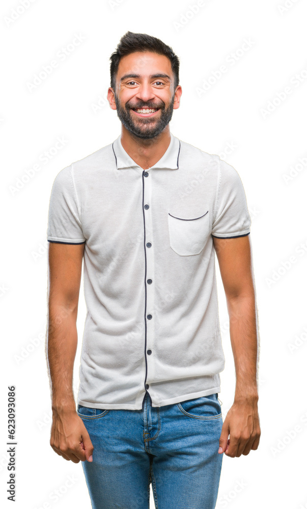Adult hispanic man over isolated background with a happy and cool smile on face. Lucky person. Adult hispanic man over isolated background with a happy and cool smile on face. Lucky person.