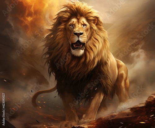 Majestic Power: The Lion of Judah. Generative AI