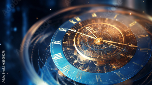 Quantum physics technology background, time and date passing