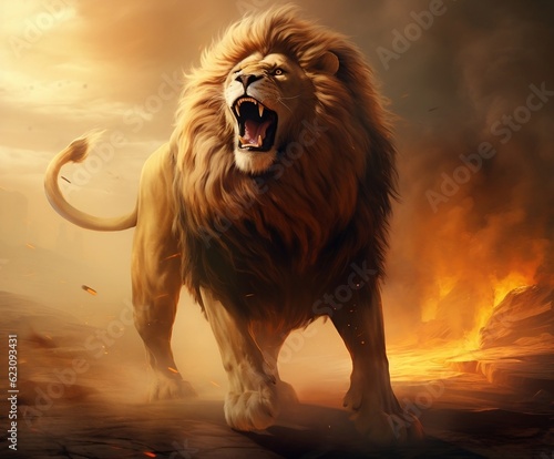 Majestic Power  The Lion of Judah. Generative AI