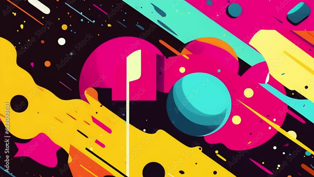 animated cartoon background loop with clouds smoke circles and stars