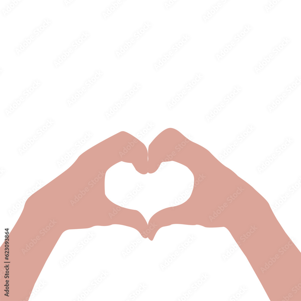 Obraz premium Vector flat illustration of hands in a heart. Vector design element for infographic, web, internet, presentation.