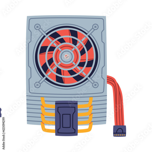 Fan-cooled Heat Sink as Personal Computer Accessory and Component for Repair Vector Illustration