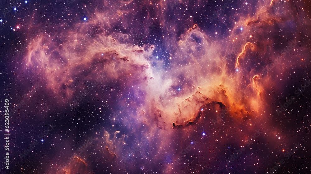 Fototapeta premium The ethereal beauty of a cosmic nebula, with its vibrant colors and intricate details. Generative AI