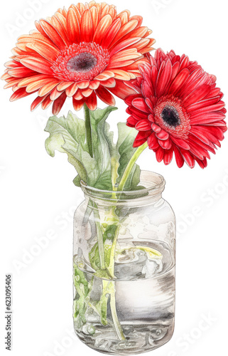 gerber daisy in vase isolated