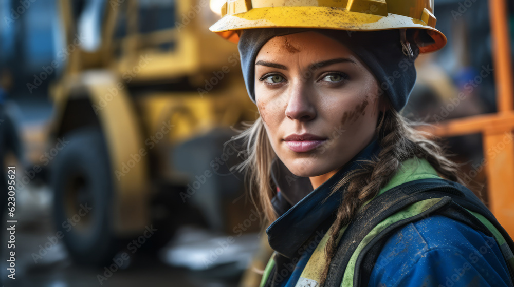 Portrait of a woman working on a construction site Portrait of a woman working on a construction site