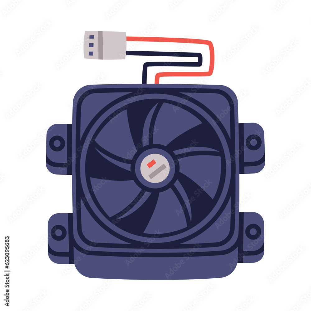 Fototapeta premium Fan-cooled Heat Sink as Personal Computer Accessory and Component for Repair Vector Illustration
