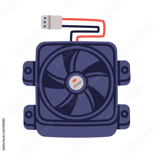 Fan-cooled Heat Sink as Personal Computer Accessory and Component for Repair Vector Illustration