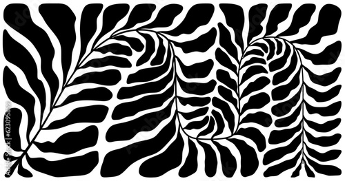 Abstract botanical poster. Contemporary background, minimal modern print floral element, organic shapes Matisse style. Vector art.