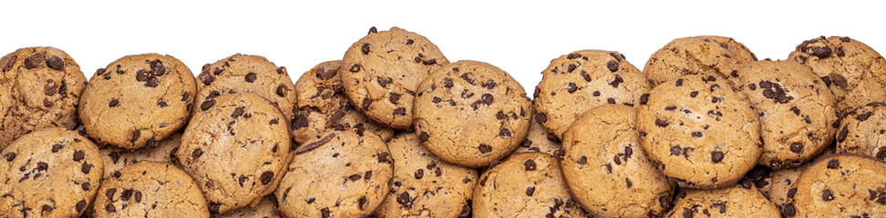 a heap of light cookies  for banner, panorama or border on transparent background PNG file
