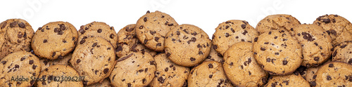 a heap of light cookies for banner, panorama or border on transparent background PNG file