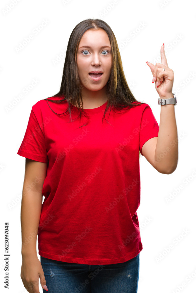 Young beautiful caucasian woman over isolated background pointing finger up with successful idea. Exited and happy. Number one. Young beautiful caucasian woman over isolated background pointing finger up with successful idea. Exited and happy. Number one.