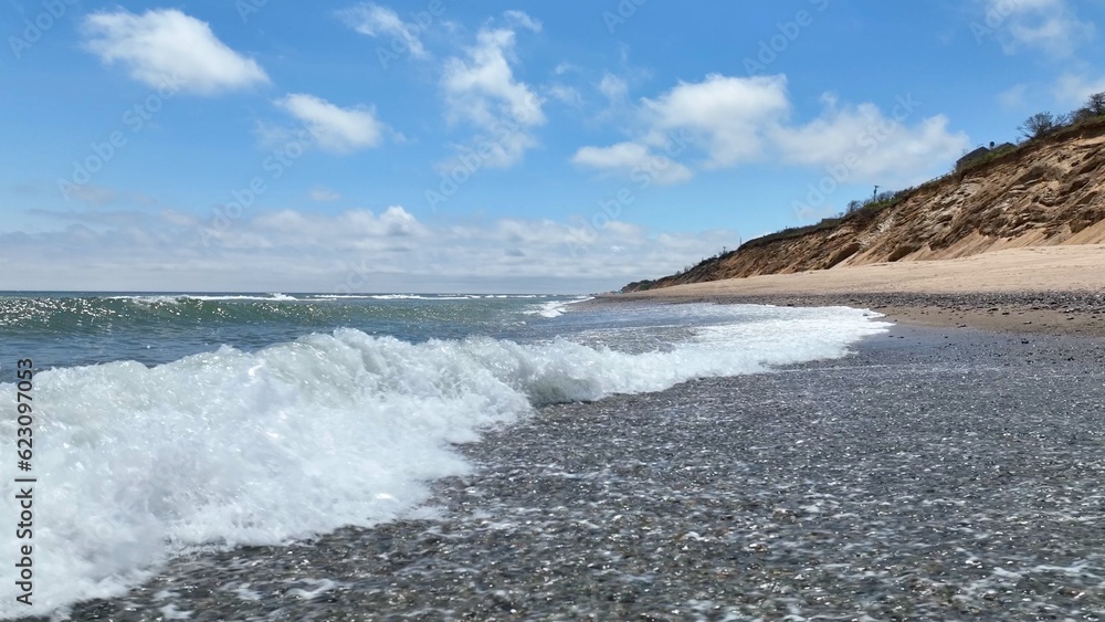 Atlantic ocean and beaches at Cape Cod National Seashore where families visit for Summer vacation to enjoy natural pristine beaches in America