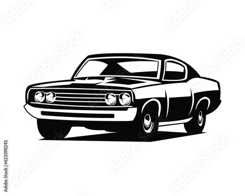 ford torino cobra car logo silhouette. isolated on white background side view. Best for badge, emblem, icon and sticker design.