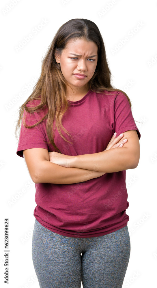 Young beautiful brunette woman over isolated background skeptic and nervous, disapproving expression on face with crossed arms. Negative person. Young beautiful brunette woman over isolated background skeptic and nervous, disapproving expression on face with crossed arms. Negative person.