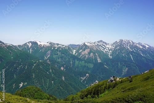 北アルプス　南沢岳から望む立山連峰と五色ヶ原 © May.G