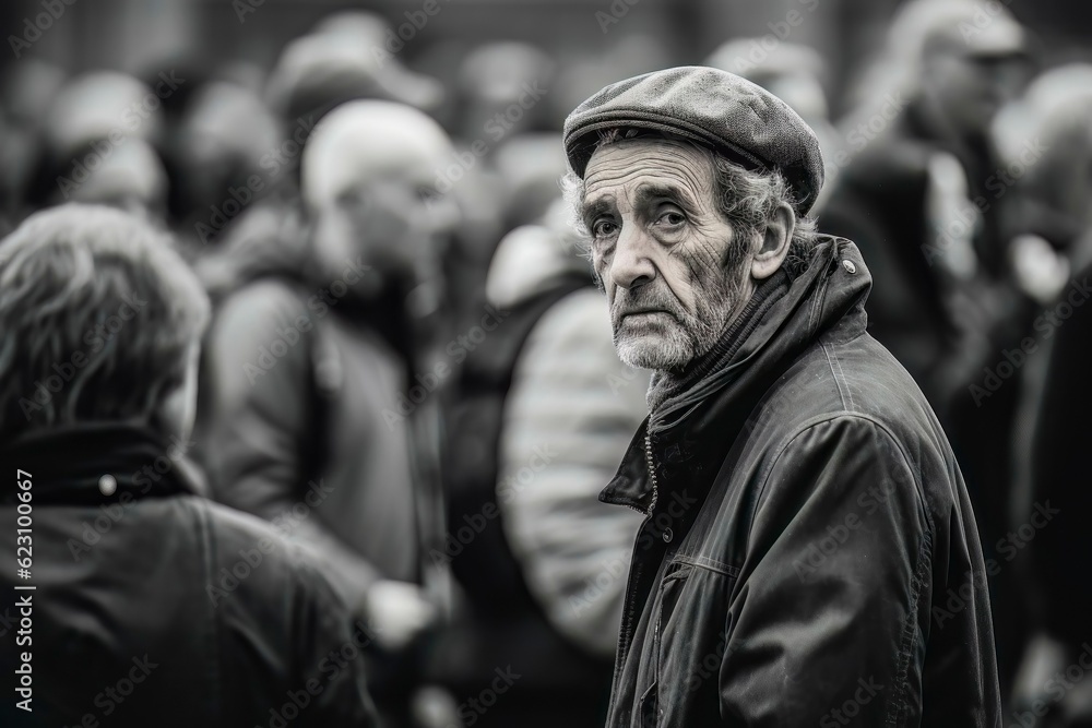 Surprised Elderly Man Amidst Crowd Surprised Elderly Man Amidst Crowd