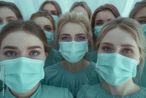 Group of Young Nurses with Medical Masks
