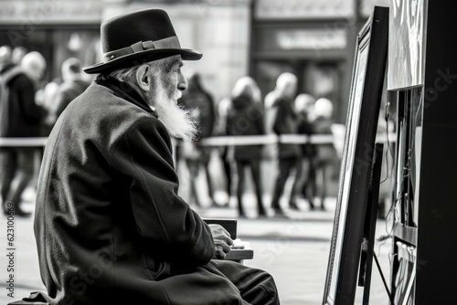 Elderly Street Artist at Work