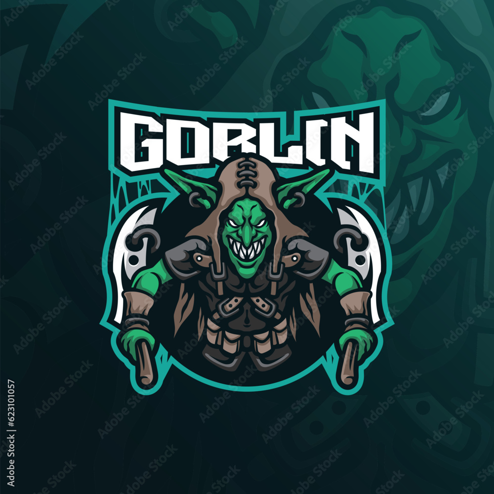 goblin mascot logo design with modern illustration concept style for badge, emblem and t shirt printing. angry goblin illustration for sport and esport team.