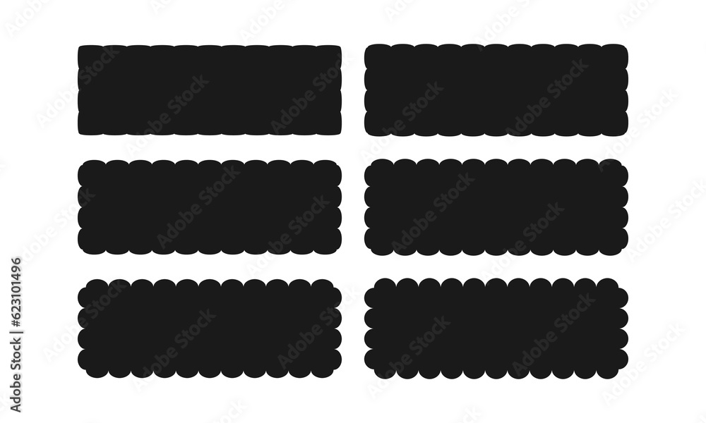 Scallop Edge Rectangular Button Icon Set Scallop Edge Rectangular Button Icon Set
