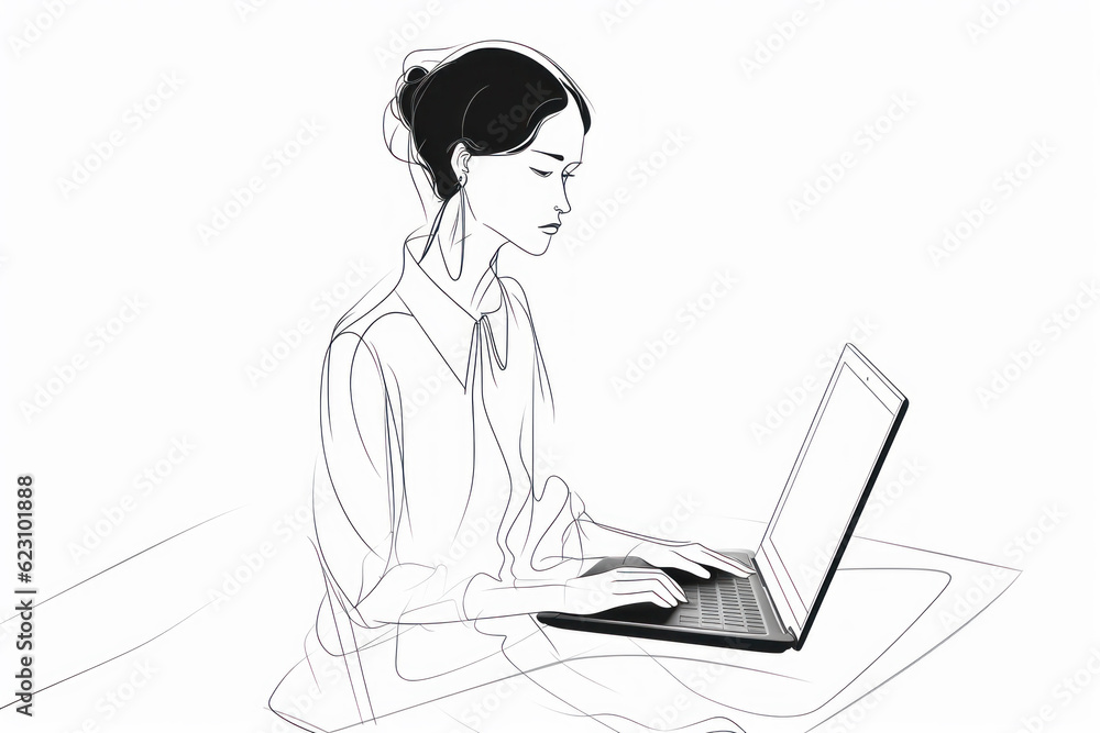 Graphic picture of a woman working on laptop Graphic picture of a woman working on laptop