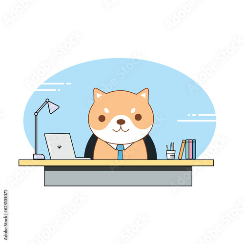 National Take Your Dog to Work Day, Dogs in Office, Vector Illustrations Isolated on White Background.