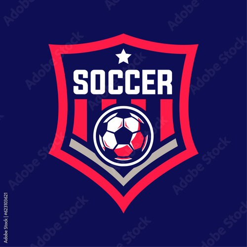 Football logo vector isolated. Football logo with shield background vector design