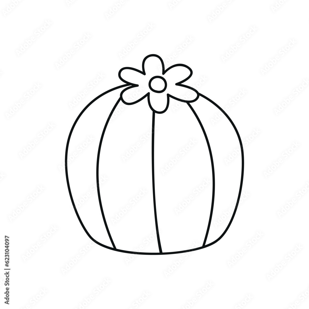 Fototapeta premium Hand drawn linear vector illustration of a cactus