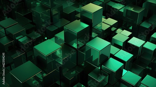 Abstract green metal cubes background