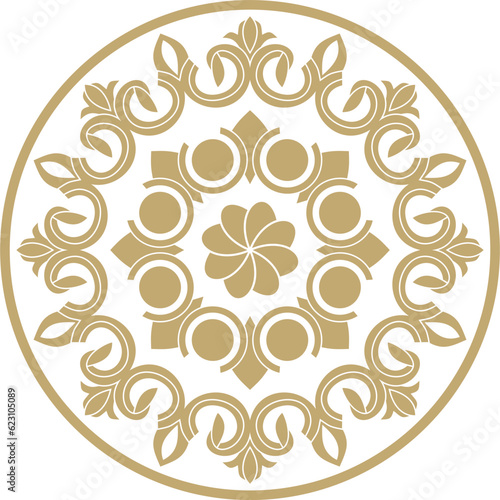Vector gold round turkish ornament. Endless Ottoman national circle.
