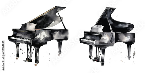 Piano watercolor hand paint collection.