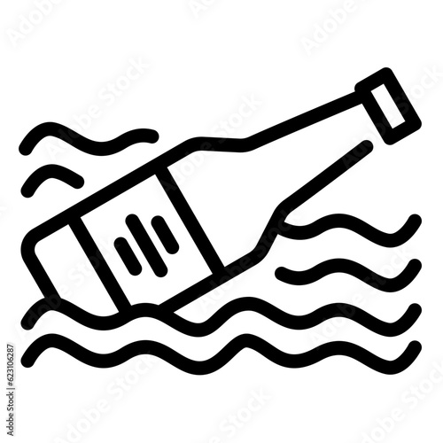 bottle litter in the sea