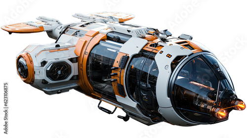 Obraz na płótnie An orange and white space ship is shown Transparent background w salonie