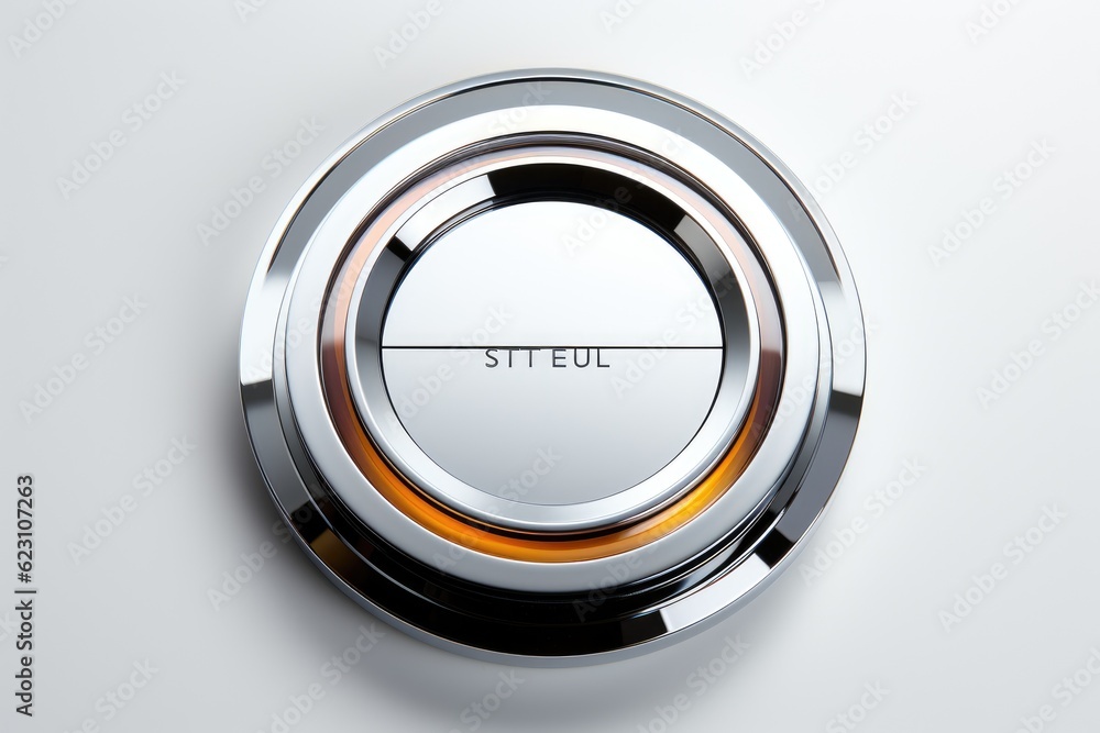 Button design, metal power button. Generative AI Button design, metal power button. Generative AI