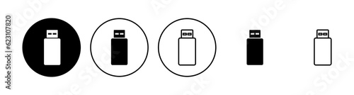 Usb icon set. Flash disk icon vector