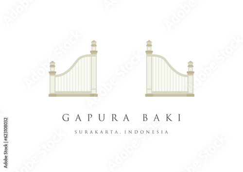 Gapura gladag of kraton surakarta Vector illustration. royal entrance gate, cultural heritage which is a landmark of the city of Solo or Surakarta. Indonesian tourism icon