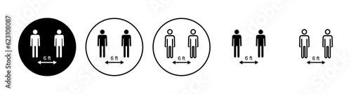 Social distance icon set. social distancing icon. self quarantine sign