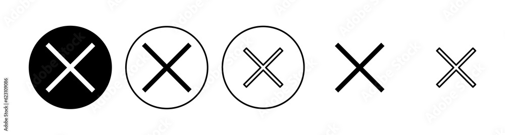 Close icon set. Delete icon vector. cross sign Close icon set. Delete icon vector. cross sign