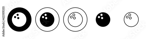Bowling icon set. bowling ball and pin icon. bowling pins