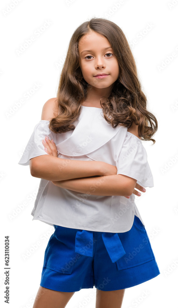 Brunette hispanic girl happy face smiling with crossed arms looking at the camera. Positive person. Brunette hispanic girl happy face smiling with crossed arms looking at the camera. Positive person.